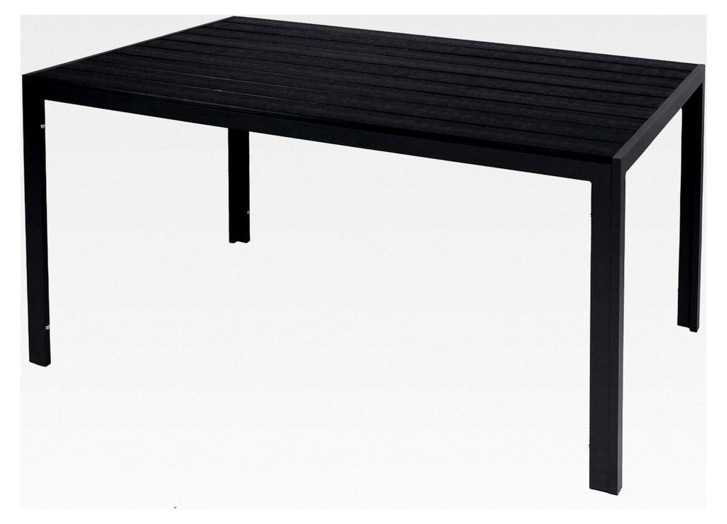 Wetterfester Aluminium Gartentisch anthrazit/schwarz mit WPC Tischplatte