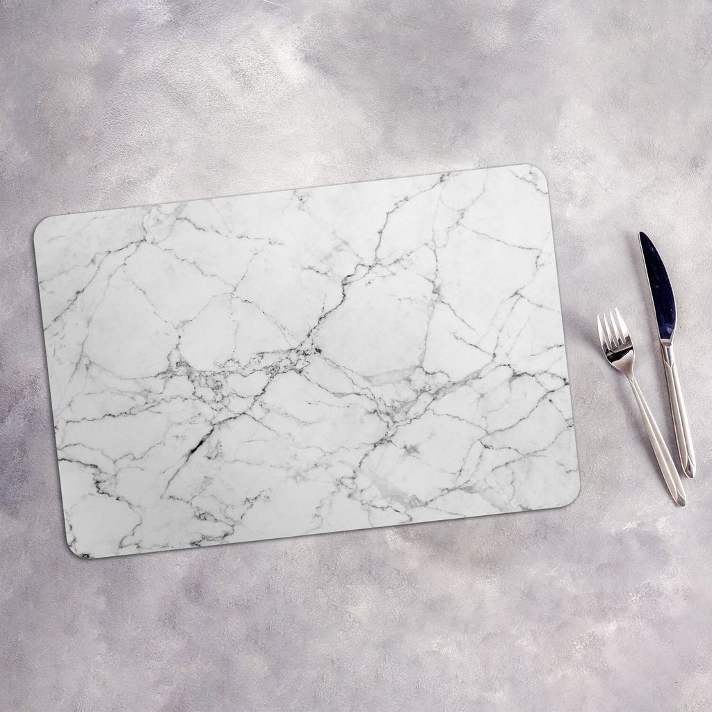 Tischset 4x45x30 cm Platzset Tischmatte Platzmatte Untersetzer - weiss Marmor
