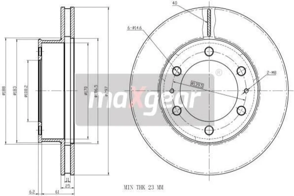Disque de frein avant Hilux 43512 0K070 - MAXGEAR 19-2350 haute qualité