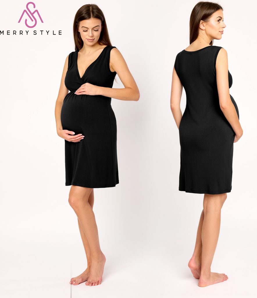 Merry Style Nachthemd Damen Schwangerschaft aus Viskose Stillnachthemd Elegante Nachtwäsche Damen, Leicht, Atmungsaktiv und Hautfreundlich MS10-46...