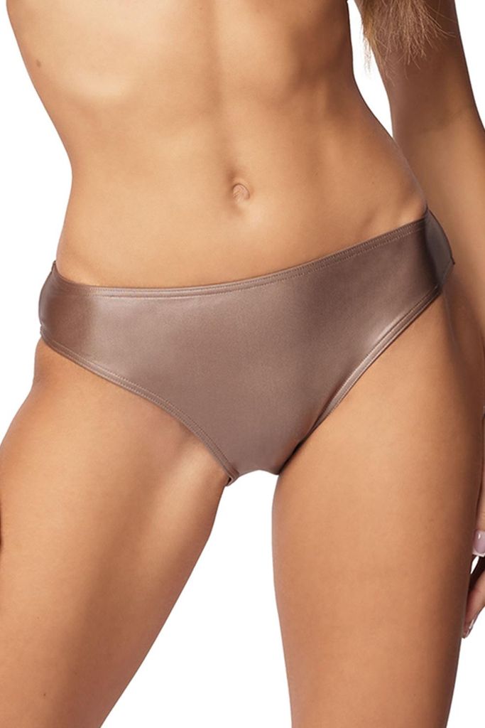 Vivisence Bikini Slip Dame Bademode Geblümt Regulierbar Normaler Bund EU 3222M, Braun Glänzend,44
