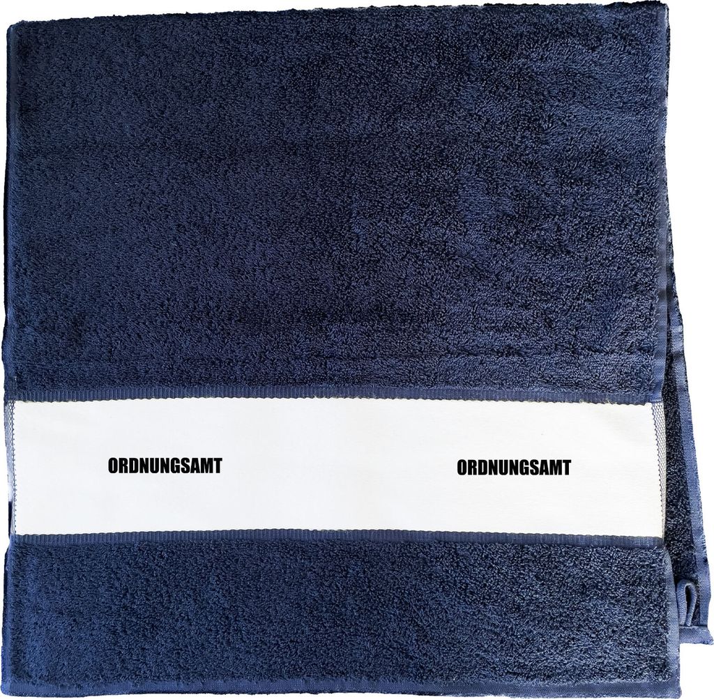 Huuraa Handtuch Ordnungsamt Schriftzug 50x100cm French Navy Baumwolle Handtuch Geschenkidee