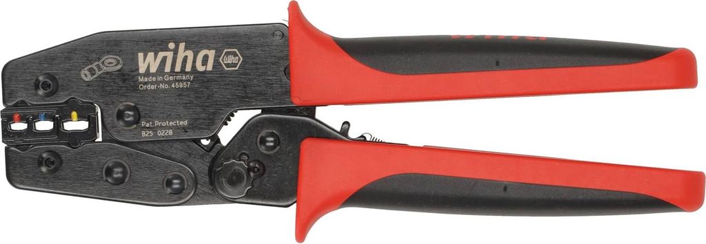 Wiha Crimpzange für isolierte Kabelschuhe und Kontakte, 0,5 - 6mm², automatische Anpassung der Presskraft, Presszange für Kabelschuhe