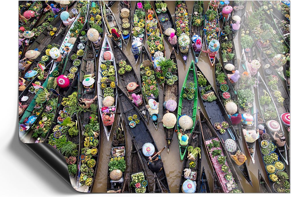 DEQORI Magnetmatte Universal 59x42 cm (A2) 'Marktleben auf Wasser' Magnetfolie Kalender Planer