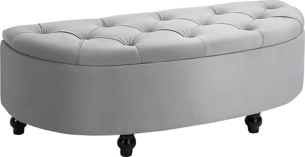 Sitzbank mit Stauraum Polsterbank mit Samtoptik, geöffnetem Deckel Sitztruhe mit Holzbeine, Truhenbank für Wohnzimmer Flur Schlafzimmer 120 x 46 ...