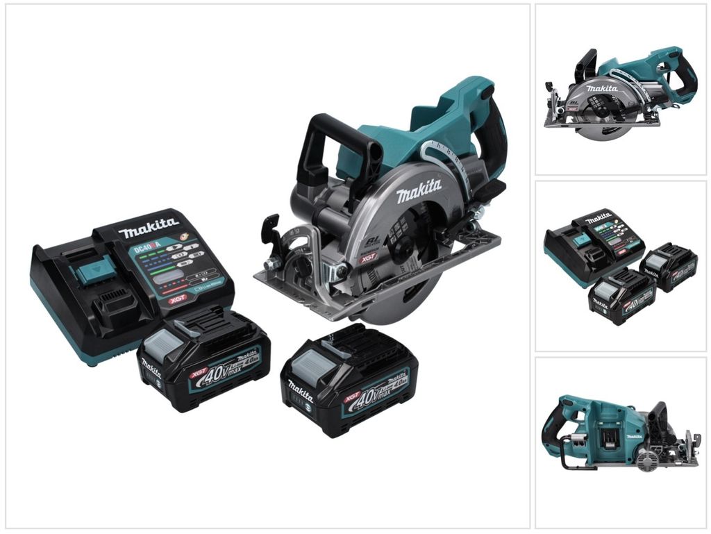 Makita RS 001 GM2 Akku Handkreissäge 40 V max. 185 mm Brushless + 2x Akku 4,0 Ah + Ladegerät