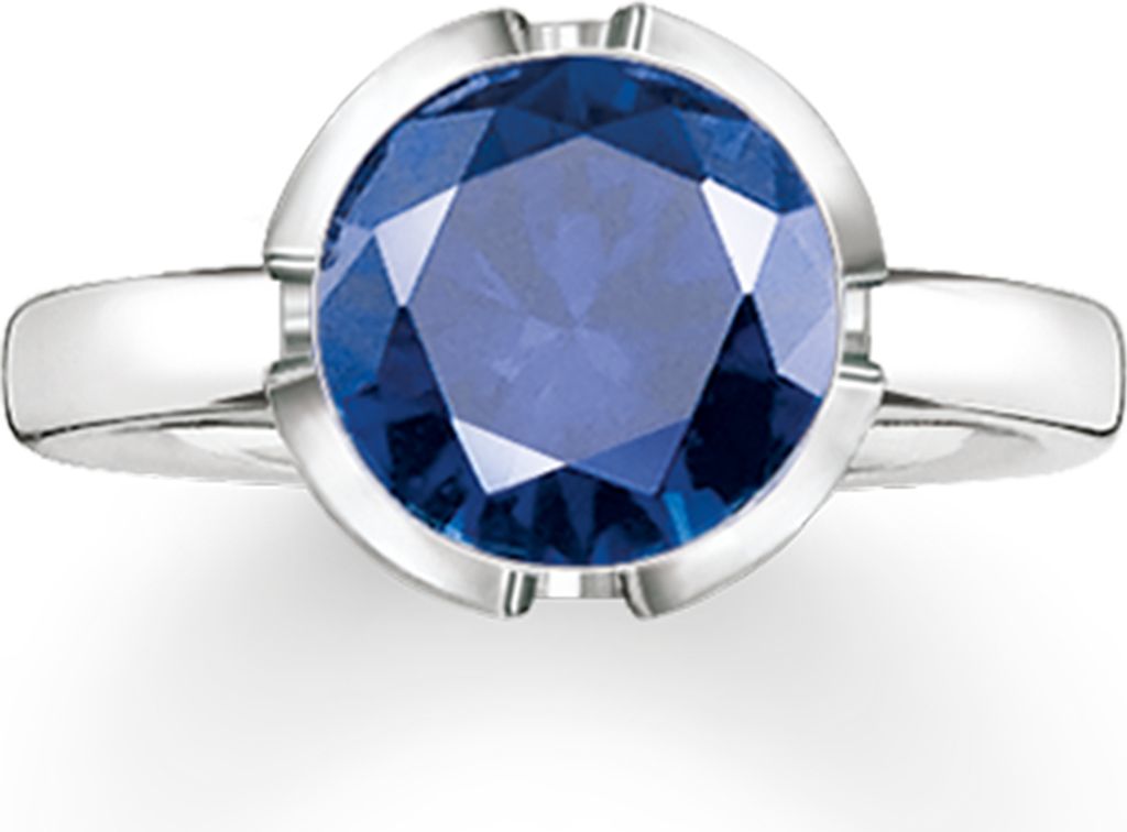 Thomas Sabo Damen Fingerring 925 Silber Silber/Blau TR2036-048-32, Ringgroesse:48 (15.3)