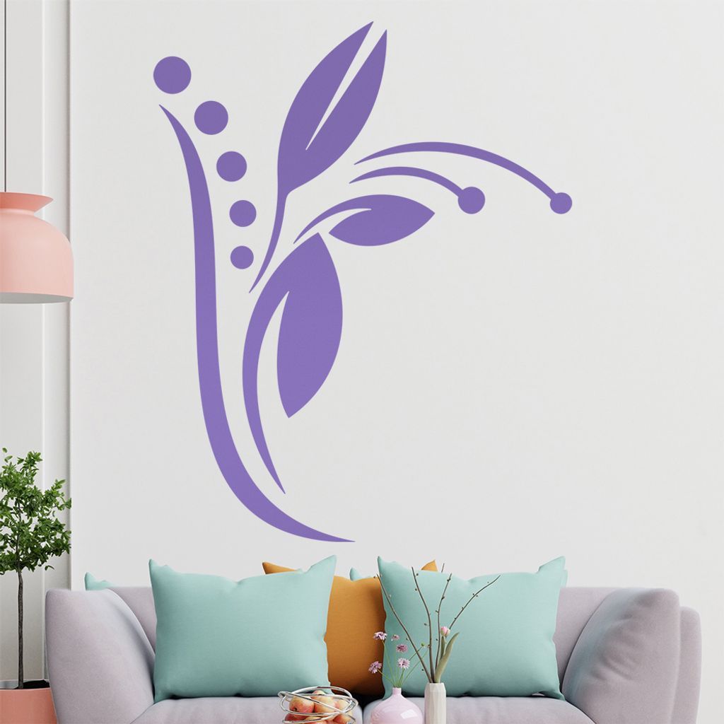 Blume - Linien Punkte Wandtattoo in 6 Größen - Wandaufkleber Wall Sticker - Dekoration, Küche, Wohnzimmer, Schlafzimmer, Badezimmer