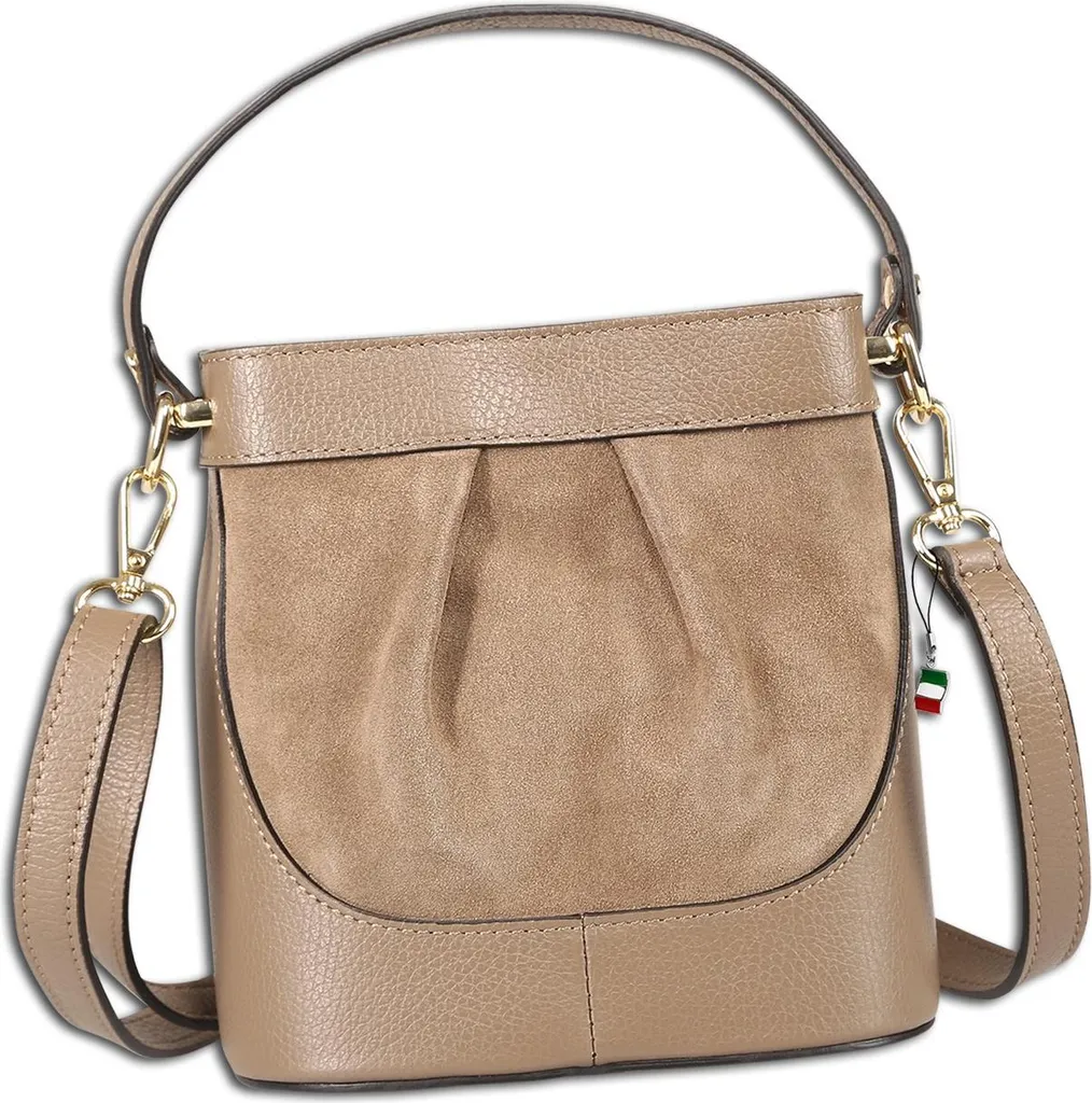 Petit sac besace en cuir taupe Florence pour femme chic et pratique