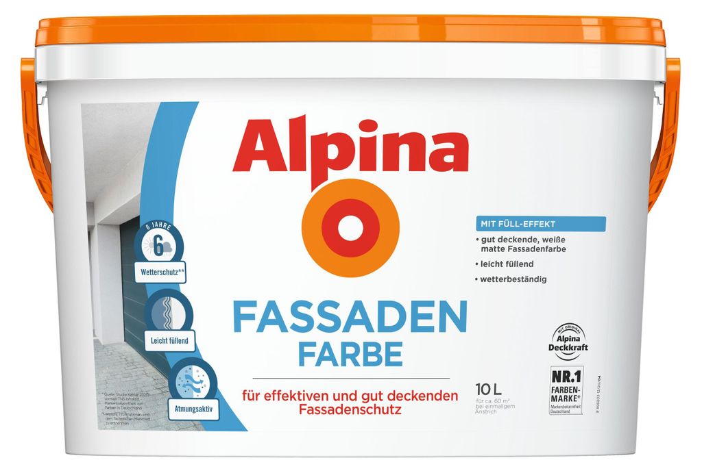 Alpina Fassadenfarbe 2,5 L weiß matt Produktbild 