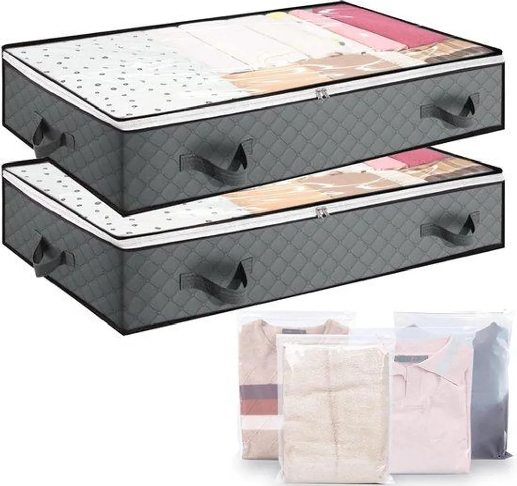 Bac de rangement sous le lit pliable lot de 2 avec poignées renforcées