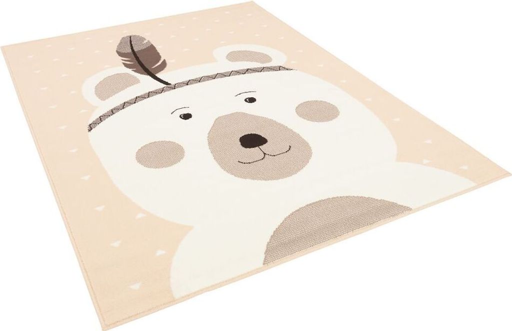 Kinder und Jugend Teppiche mit Tier- und Sternmotiven, Größe:185x270 cm, Design:Bär Rosa