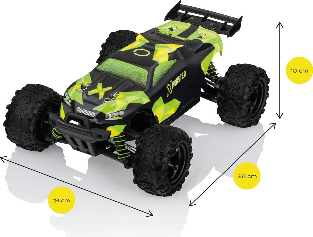 Voiture RC incassable 45 km/h X-Monster 3.5 avec 2 coques de rechange - 24
