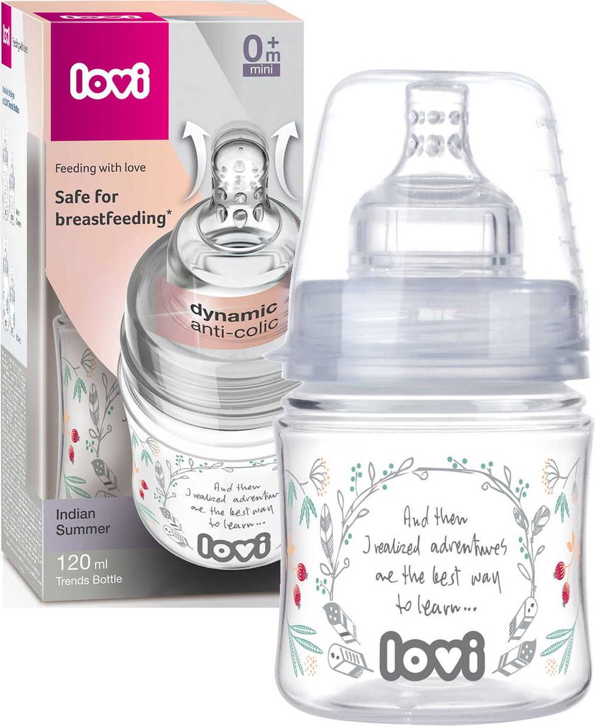 Lovi | Babyflasche INDIAN SUMMER - 120ml - mit SUPERVENT - sanfte Saugfunktion - -frei