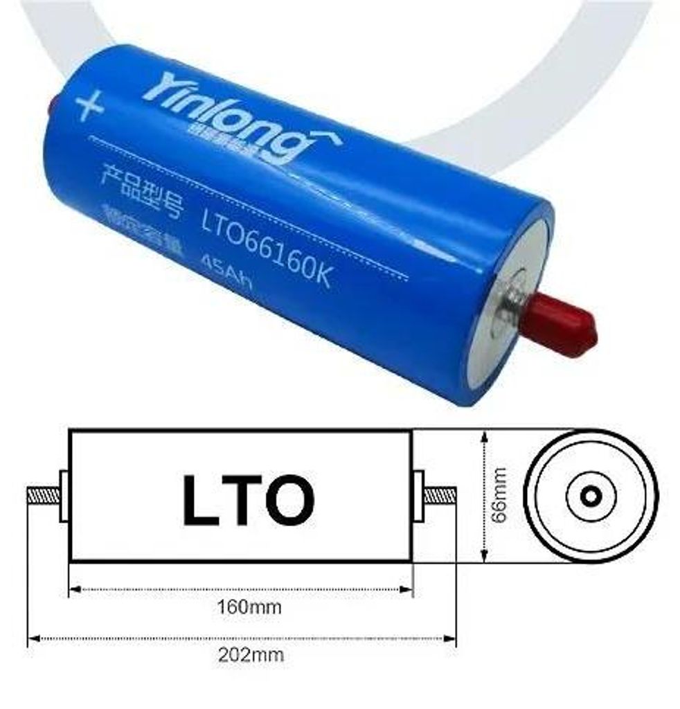 LTO Akku 2,3V 45Ah - 66160 Lithium-Titanat Zelle - DIY 12V 24V 48V Solarspeicher - Auto HiFi Batterie - Einzelzelle 1 Stück