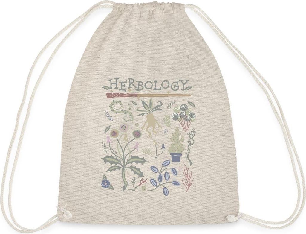 Spreadshirt Harry Potter Herbology Botanische Kräuter Design Turnbeutel, One size, Natur
