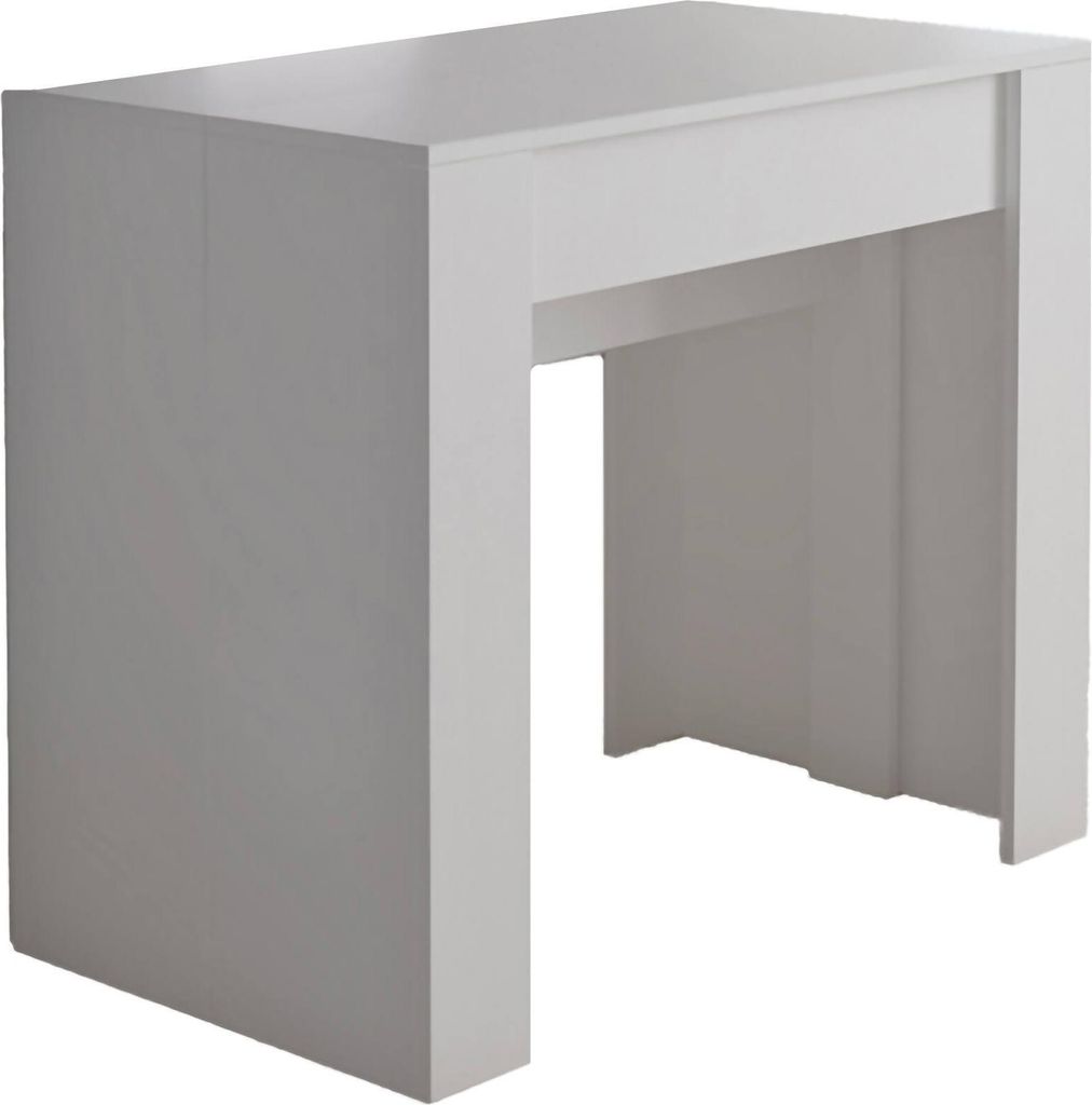 Consolle allungabile Maclodio, trasformabile in tavolo da pranzo, salvaspazio ed estensibile fino a 237 cm, 90-237x76,6x90 cm, Bianco