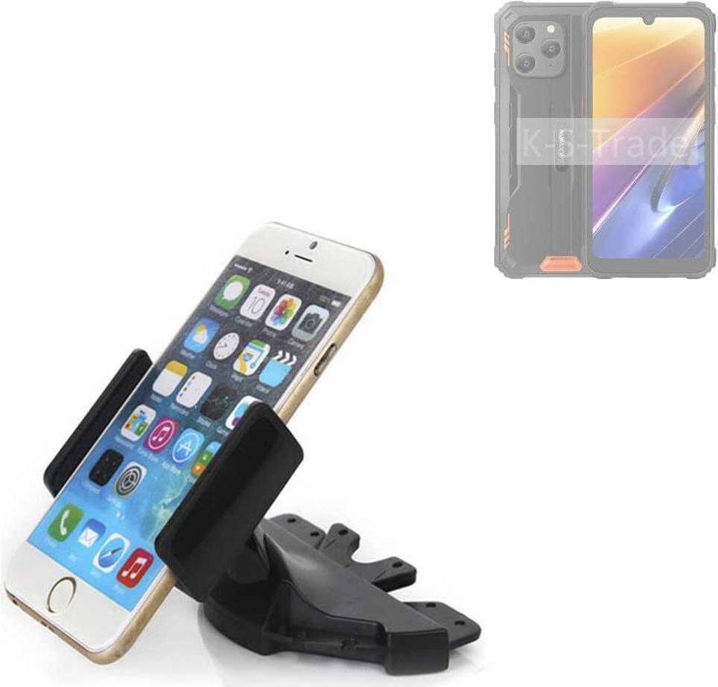 K-S-Trade CD Schlitz Halterung kompatibel mit Blackview BV5300 Plus Autohalterung KFZ-Halter Radio Handy Halterung 360° drehbar schwarz