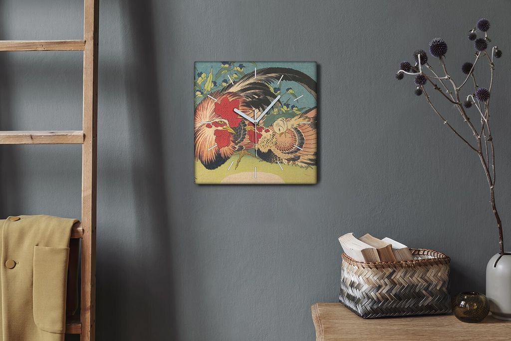 Coloray Hodiny Unikátní 30x30 cm Tiché hodiny Pro obývací pokoj a kuchyň Nástěnné hodiny Plátno Bílé ručičky hodin - Hennish -obou r...