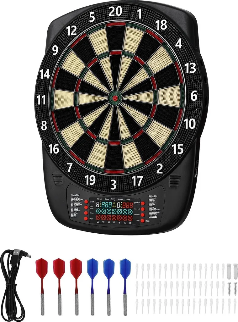 Cible de Fléchettes Électronique E-Dartboard 34cm avec 43 Jeux Inclus - 9