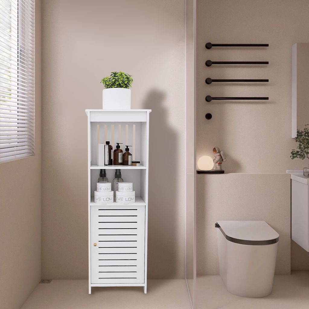 Kleiner Wasserdichter Badezimmerschrank, Freistehender Badschrank Schmal,Badezimmermöbel Geeignet für WC, Schlafzimmer,Küche 25x20x80cm Weiß