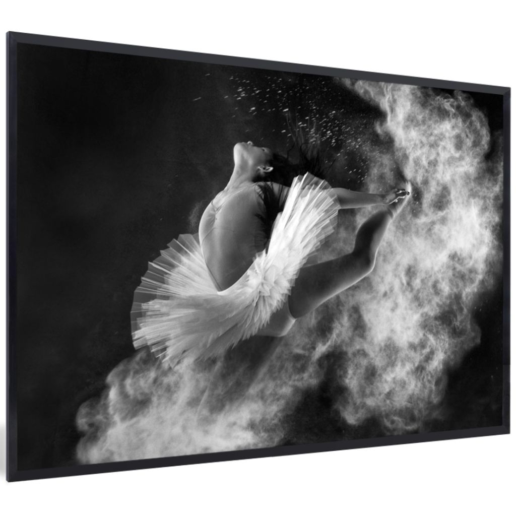 MuchoWow Gerahmtes Poster Tanz - Ballerina - Ausdruck - Schwarz und weiß 30x20 cm - Poster mit Schwarzem Bilderrahmen Wandposter Rahmen Foto Bil...
