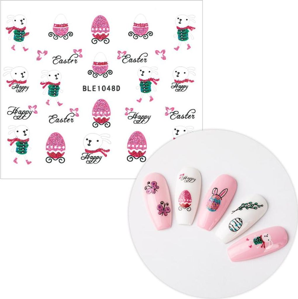 3D Nagelsticker selbstklebend Glitzer Ostern BLE-1048D