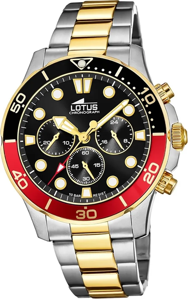 Montre homme en acier inoxydable argent or Lotus Khrono 18757