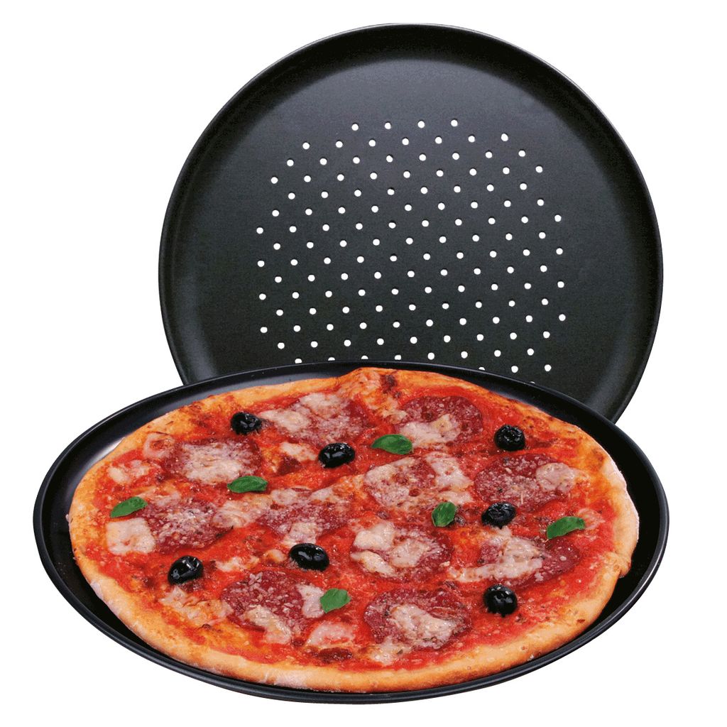 Rundes Pizzablech 33 cm, gelocht für knusprige Böden, Produktbild 