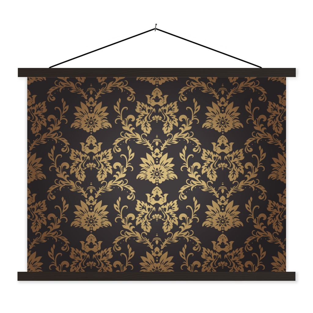 MuchoWow Textilposter Blumen - Licht - Vintage 60x45 cm mit schwarzem Rahmen - Poster Schlafzimmer