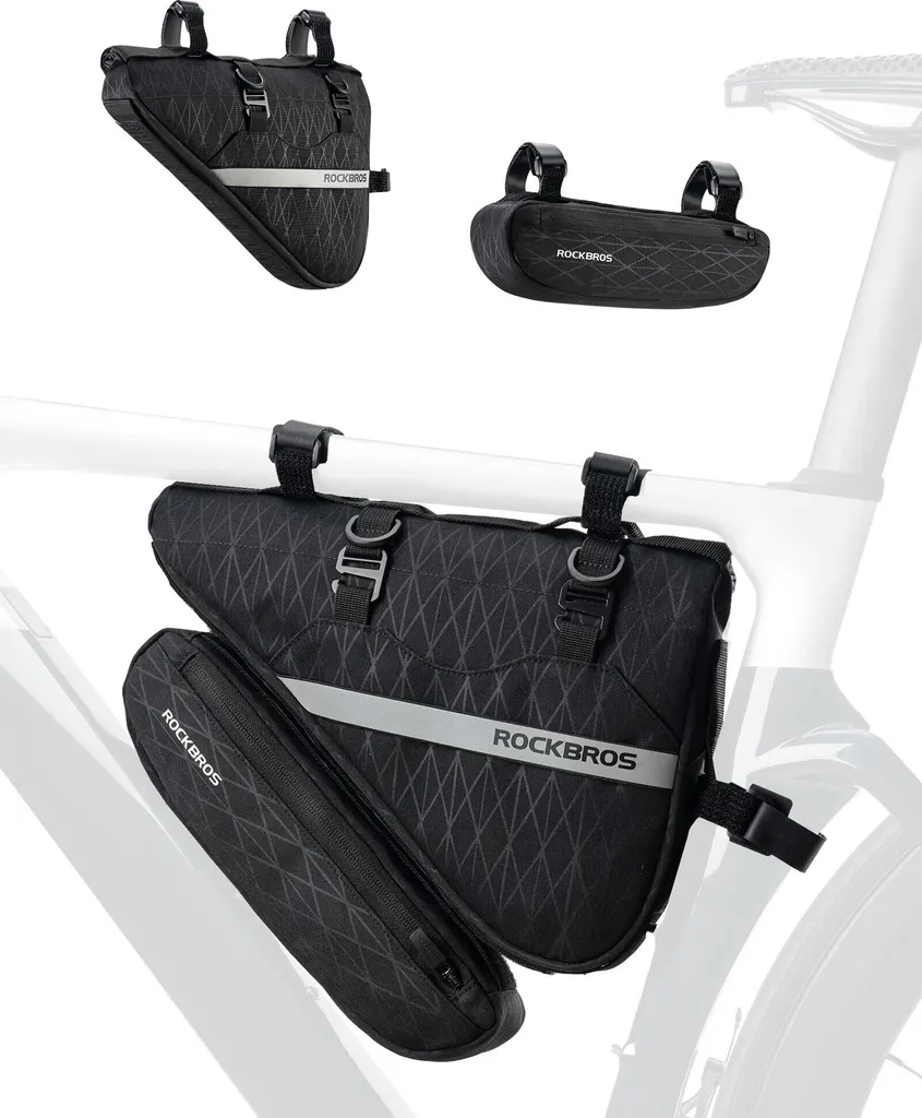 Sacoche de Vélo Triangulaire 2-en-1 avec Rangement Amovible 2 Litres