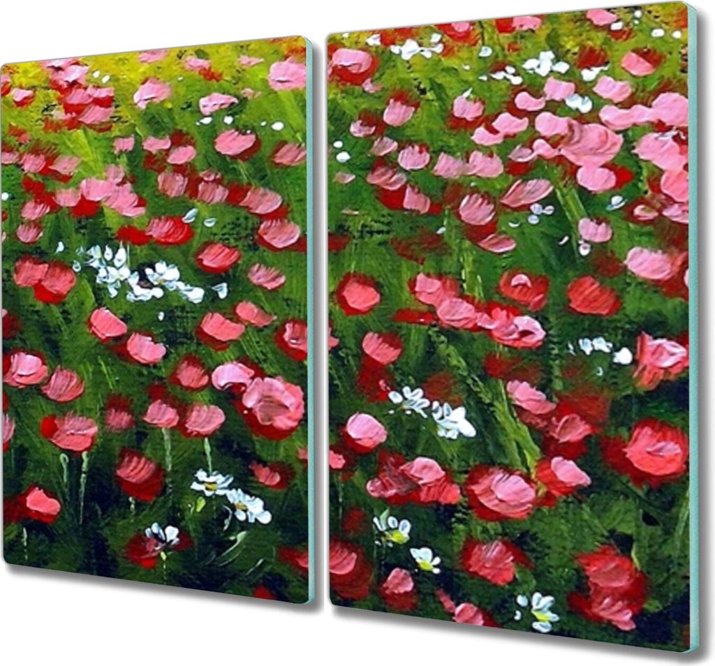 Coloray Schneidebrett Herdabdeckplatte 2x30x52 cm Kochplattenabdeckung Hackbrett Küchenbrett - Natur Blumenfeld
