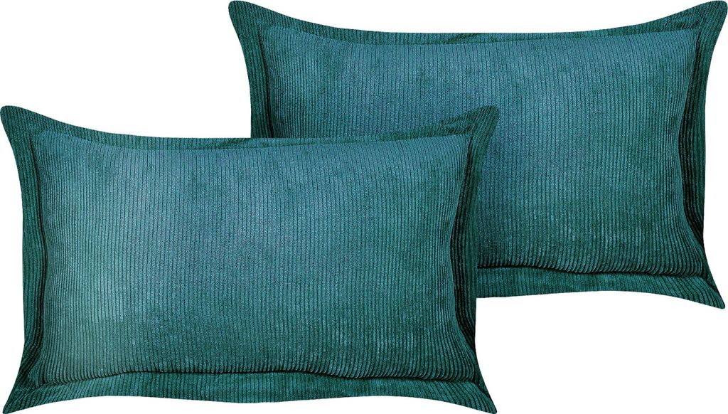 BELIANI Set aus 2 Türkis dekorativen Kissen aus Cord 47 x 27 cm Moderne traditionelle Wohnzimmer Schlafzimmer-Kissen