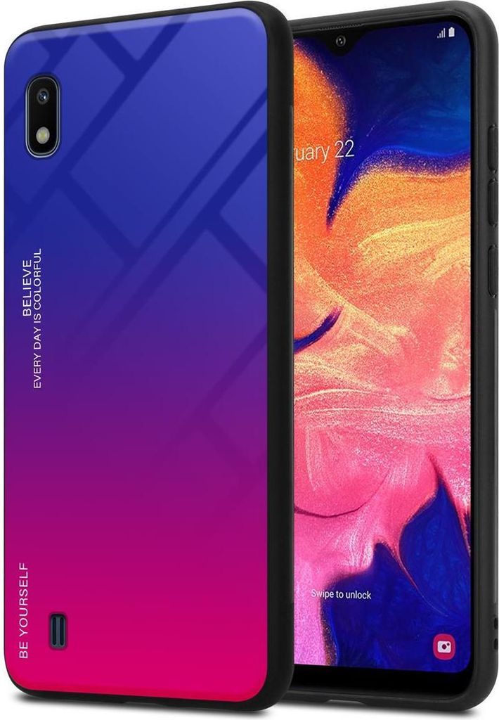Cadorabo Hülle für Samsung Galaxy A10 / M10 Schutz Hülle in Schwarz Handyhülle TPU Etui Cover Case Tempered Glas