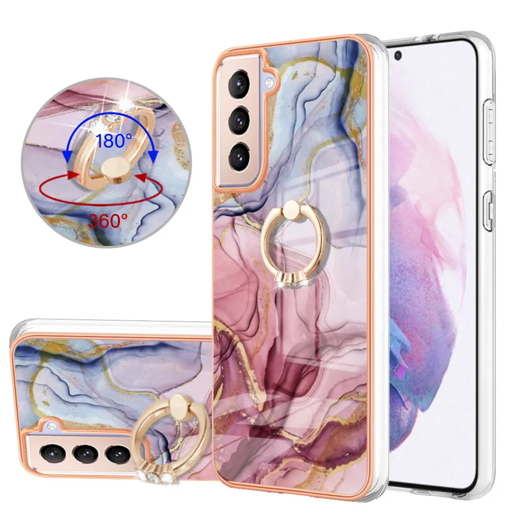 Custodia Tecnica Samsung Galaxy S21 Plus 5G TPU Silicone Anello Oro Rosa