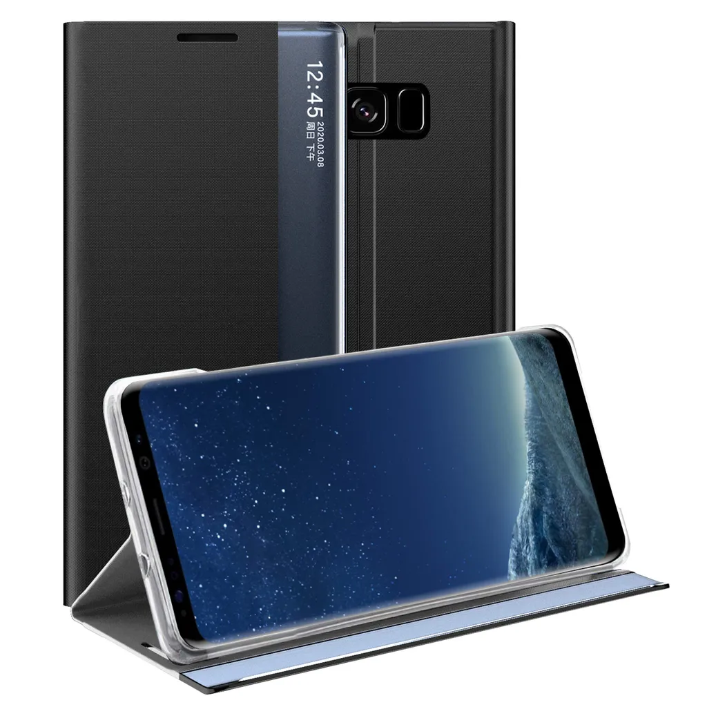 Custodia Supporto Galaxy S8: Pelle Nera per Guardare Film e Video