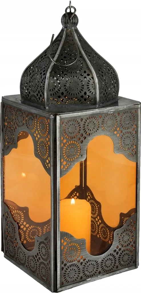 Lanterne Orientale Sarala Petit Orange - Photophore Artisanal en Métal