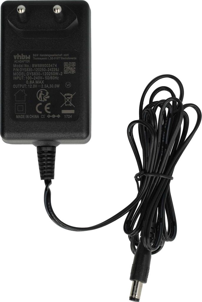 vhbw Netzteil kompatibel mit Jabra Speak 810 UC, 810 MS Soundbox - Ersatznetzstecker, 12 V, 2,5 A