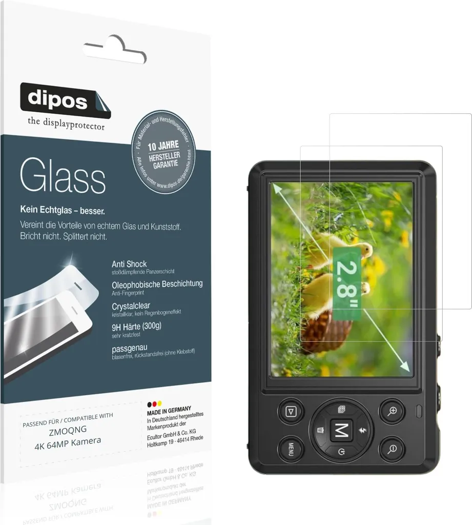 2x Pellicola Protettiva per ZMOQNG 4K 64MP Kamera Protezione Vetro Flessibile 9H dipos