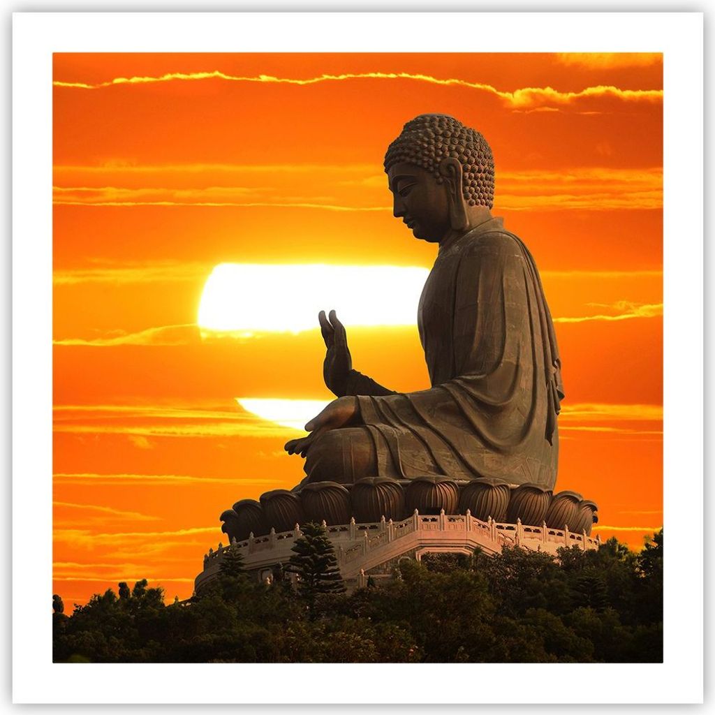 Poster - Poster ohne Rahmen - tempel buddha - 60x60 cm - Wand Bild - Wanddeko - Wandbilder - Kunstposter - Wandposter - Bilder - Kunstdruck - Wandd...