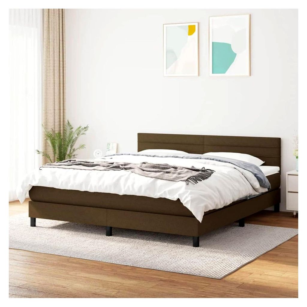 Boxspringbett mit Matratze Dunkelbraun 160x200 cm Stoff Polsterbett