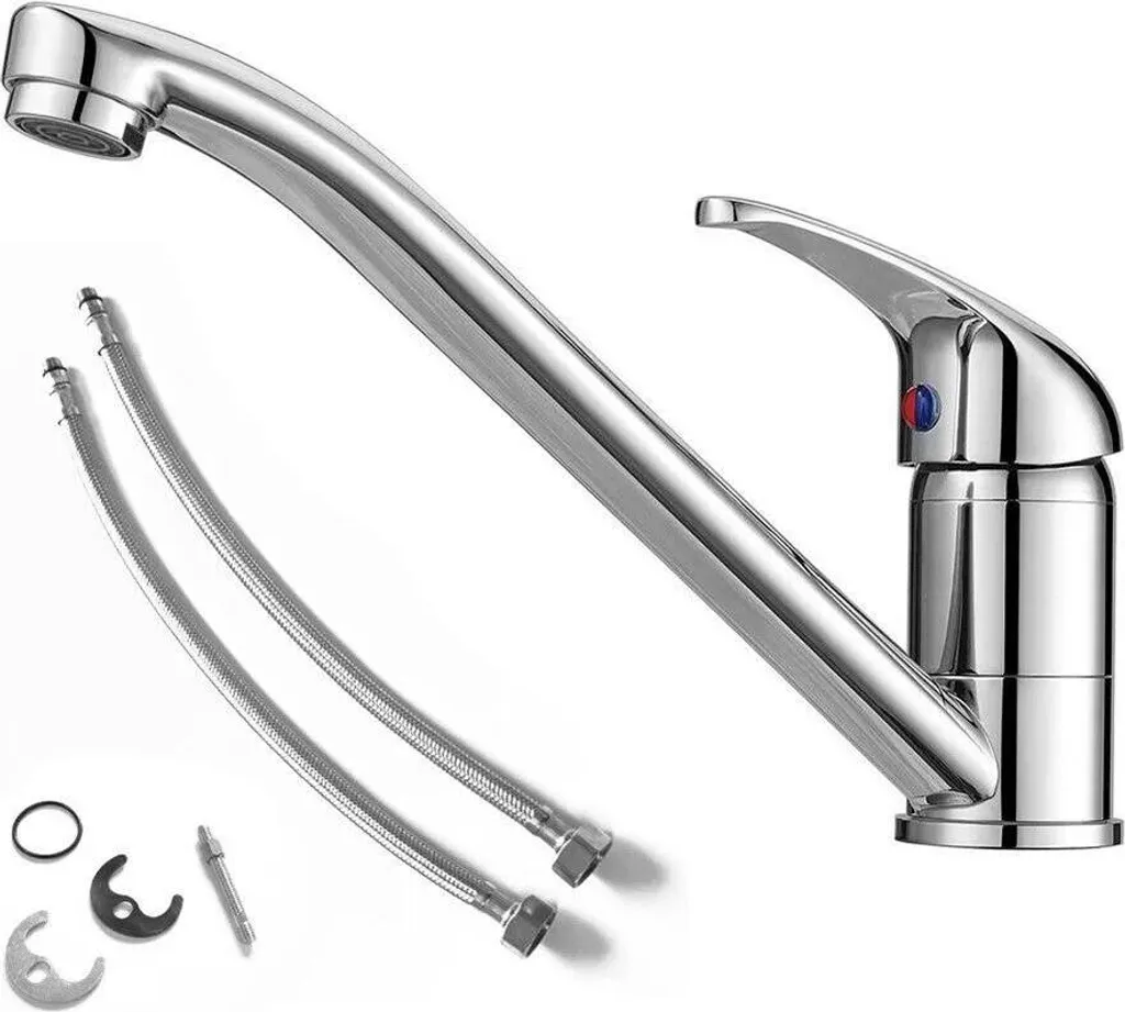 Miscelatore Lavabo Bianco Design Moderno - Rubinetto Due Fori G3/8 60cm