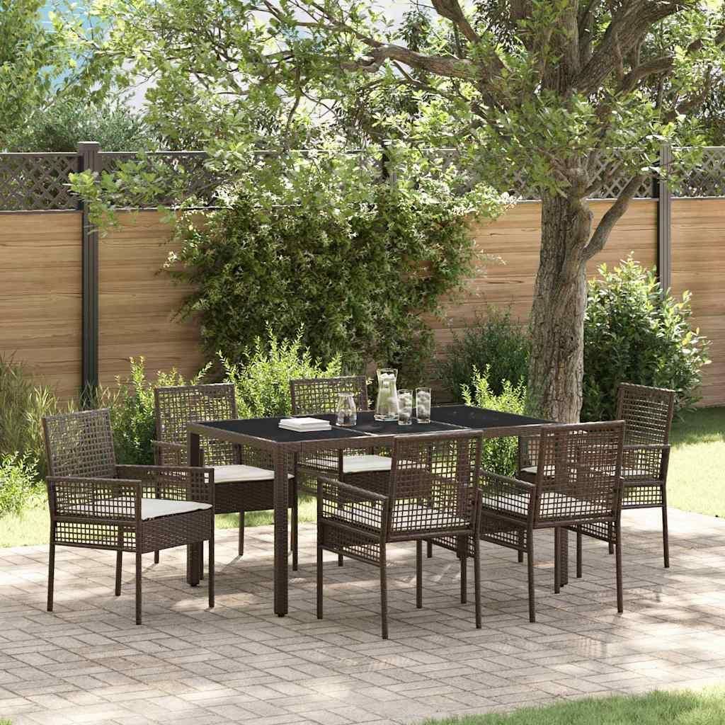 Maison Exclusive - Garten Essgruppe 7 pcs Braun Poly-Rattan