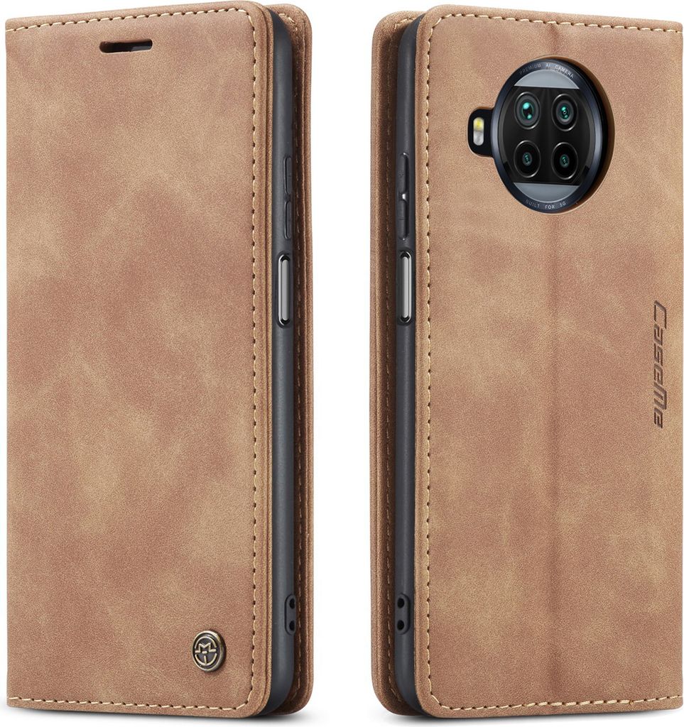 Xiaomi Mi 10T Lite Hülle, LaimTop Retro Kunstledertasche mit Standfunktion Schutzhülle für Xiaomi Mi 10T Lite Braun