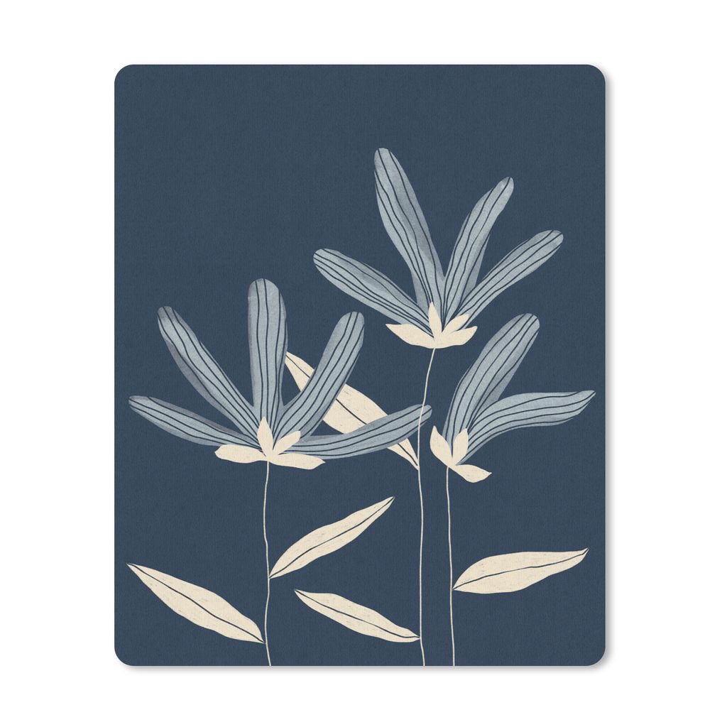 MuchoWow Mauspad Mousepad Blumen - Blau - Pflanzen - Natur 19x23 cm - Mousepads - Maus Mat - Pad - Mausunterlage - Mauspads - Spielen