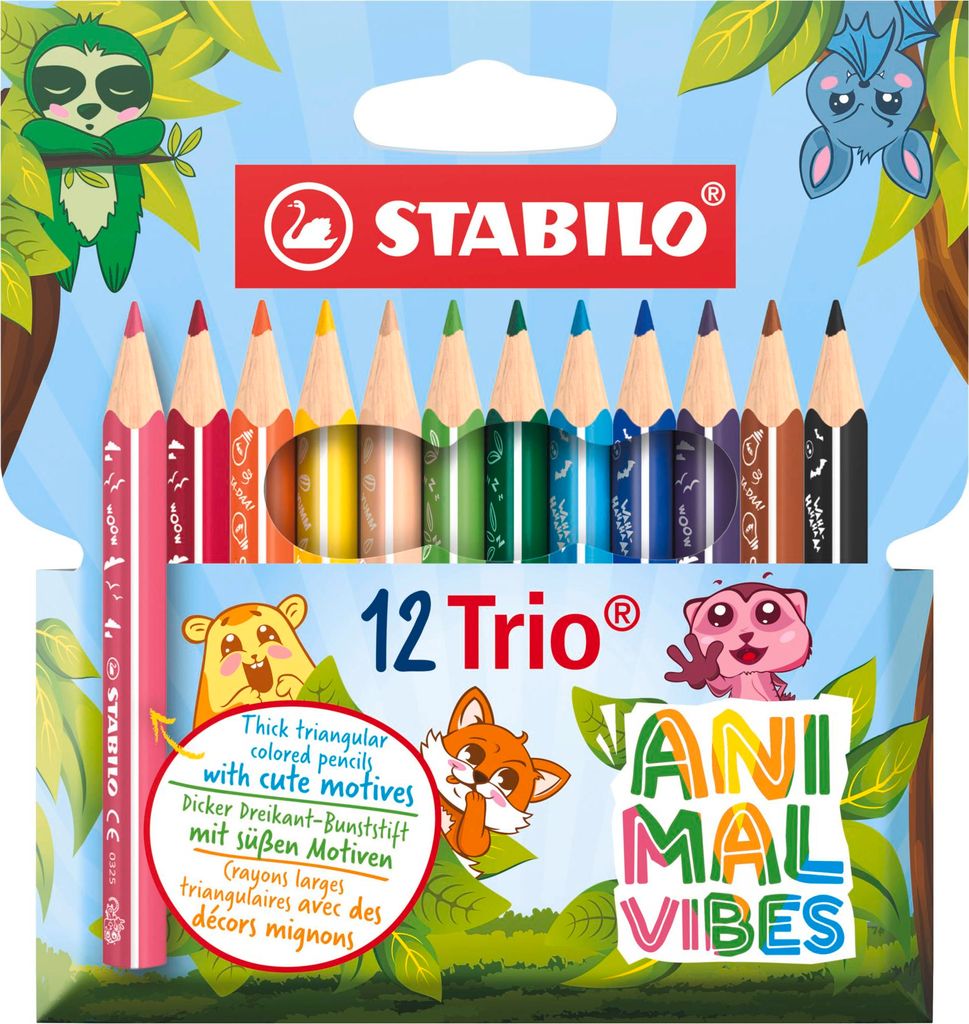 STABILO Dreikant-Buntstift -  Trio dick kurz Animal Vibes - Produktbild 