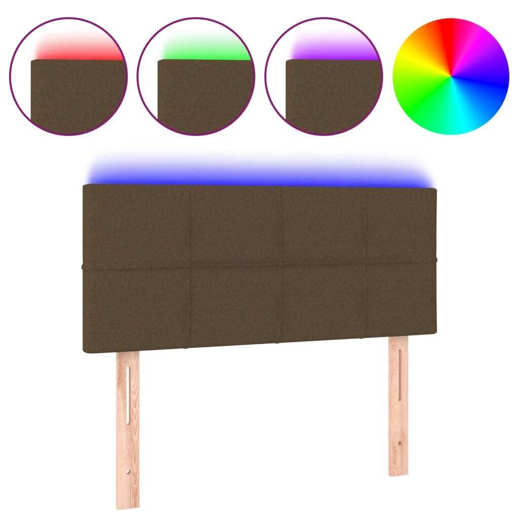vidaXL LED Kopfteil Dunkelbraun 80x5x78/88 cm Stoff
