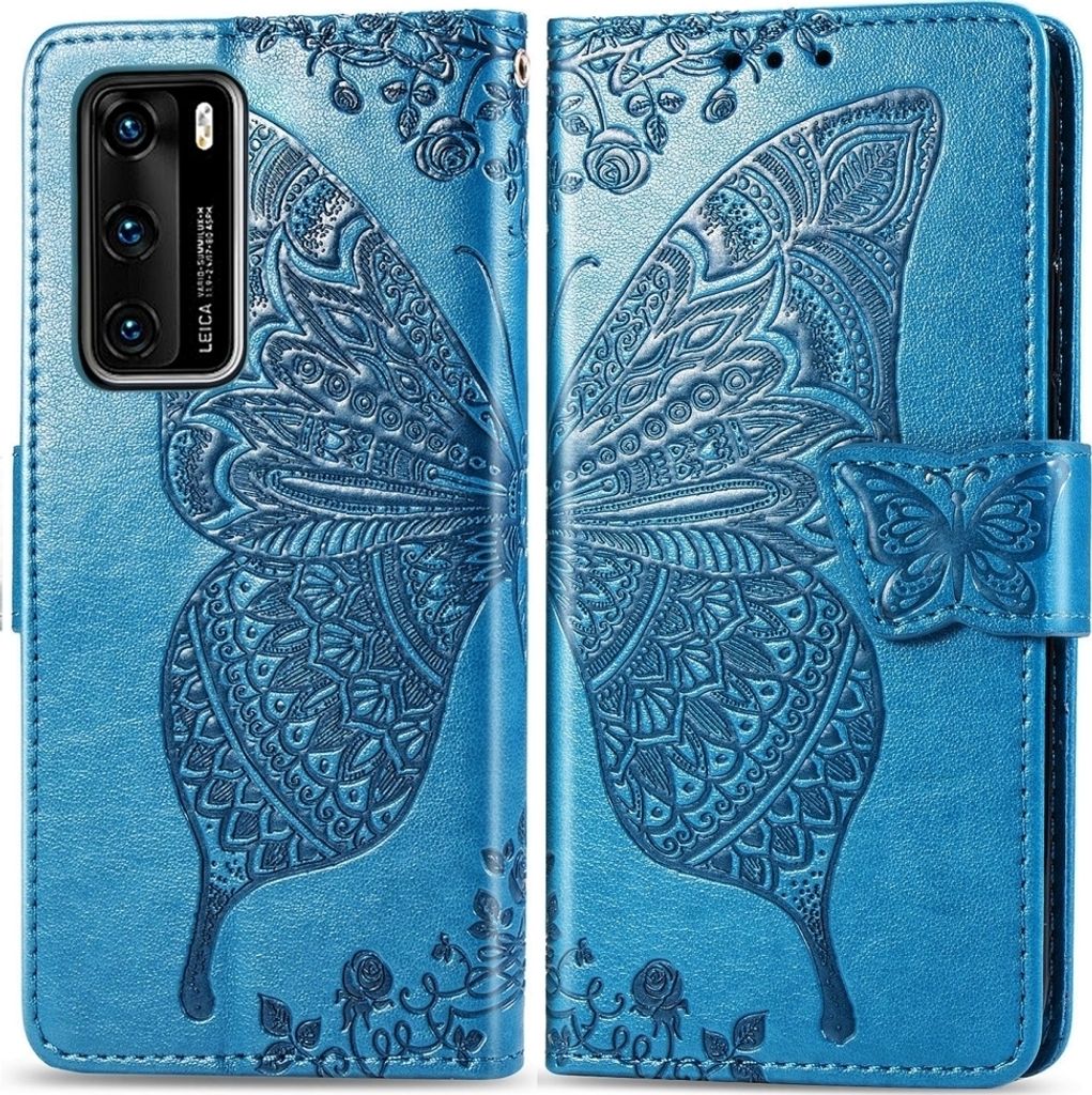Mobigear Butterfly Huawei P40 Hülle Klapphülle Geldbörse - Blau