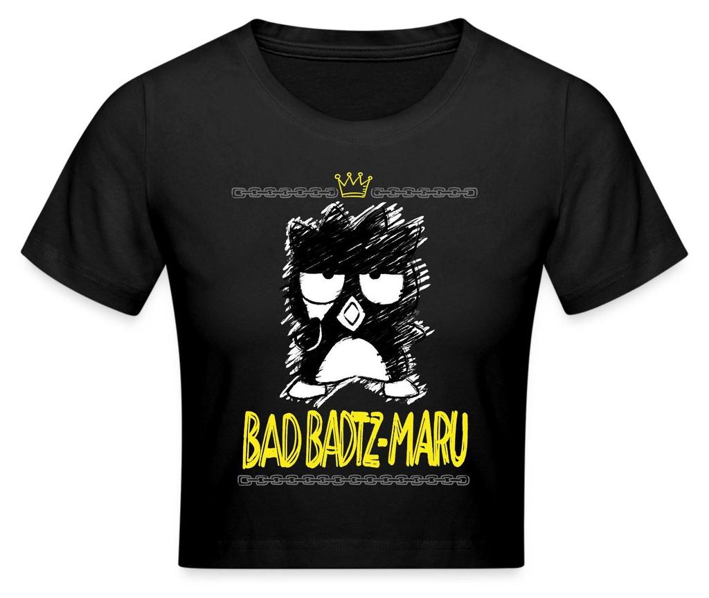 Spreadshirt Bad Badtz Maru Skizzen Stil Crop Top, L, Schwarz