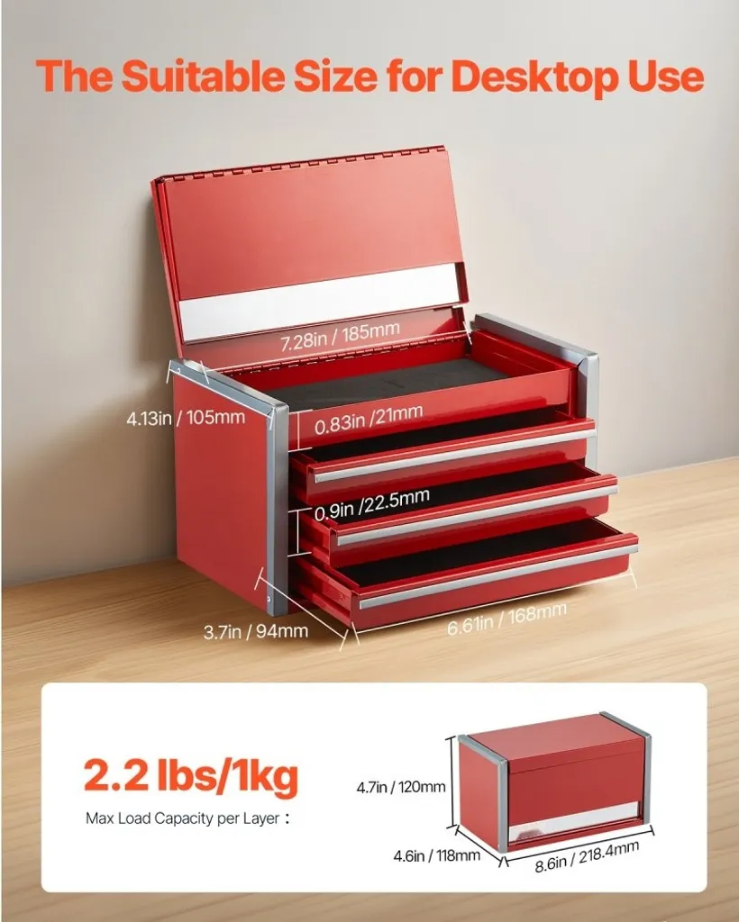 Coffret de rangement pour outils avec 3 tiroirs format compact 218x118mm - 2
